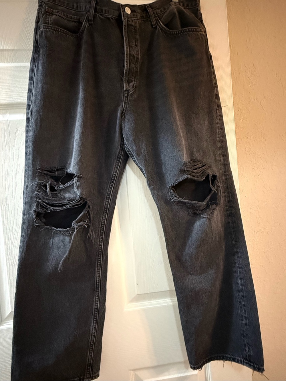 AGOLDE 90’s Black Distressed Straight Leg Jeans Size 33